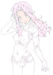  1girl bodysuit darry_adai fuyuno_haruaki long_hair monochrome partially_colored pink_hair smile solo tengen_toppa_gurren_lagann 