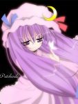  1girl catbell character_name crescent female hat long_hair patchouli_knowledge purple_hair solo touhou 