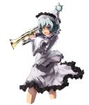  1girl female hat instrument merlin_prismriver shimadoriru simple_background solo touhou trumpet 