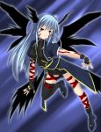  1girl eikichi_(artist) eikichi_(mujirushi_shounen) facial_mark lyrical_nanoha mahou_shoujo_lyrical_nanoha mahou_shoujo_lyrical_nanoha_a&#039;s multiple_wings reinforce solo thigh-highs wings 