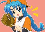  1girl baseball baseball_glove blue_hair braid ixy left-handed solo 