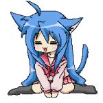  1girl animal_ears animated animated_gif cat_ears cat_tail izumi_konata kemonomimi_mode lowres lucky_star masayu solo tail 