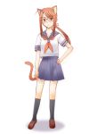  animal_ears cat_ears cat_tail glasses hasegawa_chisame mahou_sensei_negima! school_uniform serafuku tail yuutarou 