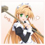  blush broom green_eyes happy heart long_hair maid orange_hair shironeko_sanbou 