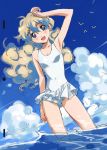  1girl nia_teppelin one-piece_swimsuit sky solo swimsuit takamura_kazuhiro tengen_toppa_gurren_lagann 