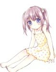  1girl barefoot blue_eyes child dress feet solo sundress twintails usashiro_mani violet_eyes 