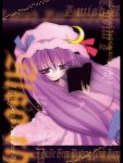  1girl book catbell crescent female hat long_hair patchouli_knowledge purple_hair solo touhou 