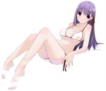  1girl aka_ume ao_ume barefoot bikini fate/stay_night fate_(series) feet matou_sakura midriff partially_submerged purple_hair solo swimming swimsuit transparent water white_background 