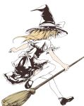  1girl akino_komichi blonde_hair broom female hat kirisame_marisa long_hair shacchi solo thigh-highs touhou witch witch_hat yellow_eyes 