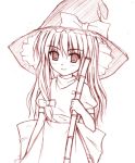  1girl female hat kirisame_marisa lowres monochrome pink sketch solo touhou witch_hat yaoyorozu-kobo 