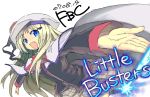  blue_eyes cape fang fbc hat little_busters!! long_hair noumi_kudryavka outstretched_arms school_uniform serafuku spread_arms 
