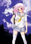  1girl akito_(ao&#039;s_club) akito_(artist) katana school_uniform serafuku solo sword thigh-highs weapon zettai_ryouiki 