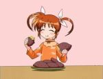  00s 1girl animated animated_gif eating food lowres lyrical_nanoha mahou_shoujo_lyrical_nanoha orange_shirt shirt solo sweet_potato takamachi_nanoha 