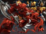  axe chains double_bladed_axe getter_robo mecha no_humans super_robot touei wallpaper weapon 