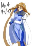  bodysuit brown_eyes brown_hair glasses lyrical_nanoha mahou_shoujo_lyrical_nanoha mahou_shoujo_lyrical_nanoha_strikers number numbers_(nanoha) quattro_(nanoha) twintails 