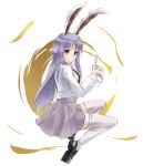  1girl akino_komichi animal_ears female finger_gun rabbit_ears reisen_udongein_inaba shacchi solo thigh-highs touhou 