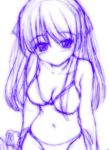  1girl bikini hiiragi_kagami kaishinshi lowres lucky_star monochrome purple sketch solo swimsuit 