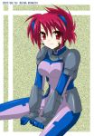  00s 1girl 2007 artist_name bodysuit dated facial_mark kuina_minazoi lyrical_nanoha mahou_shoujo_lyrical_nanoha mahou_shoujo_lyrical_nanoha_strikers minazoi_kuina number numbers_(nanoha) sitting solo wendi_(nanoha) 