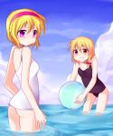  2girls alice_margatroid blonde_hair female kirisame_marisa mei multiple_girls one-piece_swimsuit subaru_(yachika) swimsuit touhou 