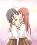  2girls duplicate kiss minadori_naya multiple_girls original school_uniform serafuku yuri 