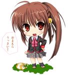  1girl bow cat chibi little_busters!! lowres natsume_rin pink_bow solo tomusooya translated 