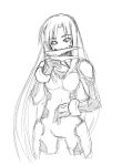  1girl bodysuit claw_(weapon) due_(nanoha) facial_mark lyrical_nanoha mahou_shoujo_lyrical_nanoha mahou_shoujo_lyrical_nanoha_strikers monochrome number numbers_(nanoha) sketch solo weapon 