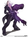  1boy black_lipstick falcoon hat jojo_no_kimyou_na_bouken leone_abbacchio leone_abbachio lipstick long_hair makeup male_focus moody_blues_(stand) purple_lipstick shoes solo stand_(jojo) white_hair 