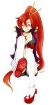  1girl :q bikini bikini_top boots feet long_hair ponytail redhead sitting soles solo swimsuit tengen_toppa_gurren_lagann thigh-highs thigh_boots tongue tongue_out white_legwear yellow_eyes yoko_littner 