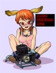  1girl animal_ears boots frills glasses gloves mechanic original rabbit_ears red_eyes smile solo 