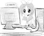  computer hiiragi_tsukasa little_busters!! lucky_star monochrome sketch translated translation_request 