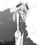  1girl monochrome name_tag one-piece_swimsuit school_swimsuit solo swimsuit 