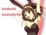  animal_ears brown_hair bunnysuit rabbit_ears short_hair suzumiya_haruhi suzumiya_haruhi_no_yuuutsu tenka_taihei 