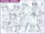  1girl :d angry arm_up bangs banpresto blush boots camisole character_sheet choker clenched_teeth corset crop_top earrings expressions glasses high_heels ibis_douglas jacket jewelry knee_boots kouno_sachiko lineart looking_at_viewer looking_away midriff miniskirt monochrome navel necklace no_pupils official_art one_eye_closed open_clothes open_jacket open_mouth pendant scan see-through shoes short_hair shorts skirt smile solo spread_legs standing super_robot_wars teeth torn_clothes turtleneck upper_body wince wristband 