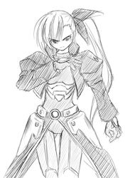  lyrical_nanoha mahou_shoujo_lyrical_nanoha mahou_shoujo_lyrical_nanoha_strikers monochrome older sketch vivio 