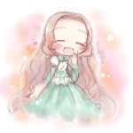  1girl :d ^_^ ^o^ blush brown_hair closed_eyes code_geass cowboy_shot dress green_dress kouzuki_tomoru kozuki_tomoru layered_dress long_hair long_sleeves lowres nunnally_lamperouge open_mouth smile solo very_long_hair 