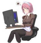  1girl computer maid nekohige original pantyhose solo 