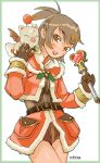  brown_eyes brown_hair capelet christmas final_fantasy final_fantasy_xi heart hume moogle robina santa_costume wand 