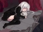  fetal_position itou_nanami original school_uniform serafuku skull sleeping thigh-highs zettai_ryouiki 