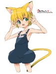  animal_ears armpits blonde_hair cat_ears cat_tail green_eyes mouse oekaki onija_tarou short_hair tail 
