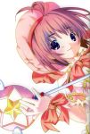  00s 1girl 90s brown_hair card_captor_sakura card_master_peach comic_party hat highres hoshi_no_tsue kinomoto_sakura leaf_fight magical_girl pink_hair pink_hat pop ribbon scan short_hair solo wand 