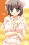  1girl aizawa_sakuya breasts cleavage green_eyes hair_ornament hairclip hayate_no_gotoku! large_breasts lowres nurse original sesena_yau solo 