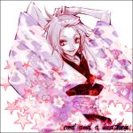  1girl artist_request chomesuke d.gray-man japanese_clothes lowres monochrome purple short_hair solo source_request star 