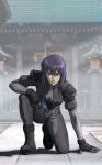  1girl ghost_in_the_shell gun kusanagi_motoko purple_hair solo weapon 