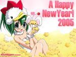  00s 1girl 2005 animal_hat bird chick galge.com glasses hat ikuta_takanon new_year solo takanon_ikuta too_many wallpaper 