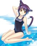  animal_ears barefoot cat_ears cat_tail feet flat_chest one-piece_swimsuit original oryou school_swimsuit soles swimsuit tail toes 