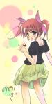  00s 1girl :o blue_eyes blush boshi_(a-ieba) boshinote from_behind looking_back lyrical_nanoha mahou_shoujo_lyrical_nanoha open_mouth pink_hair raising_heart skirt solo takamachi_nanoha twintails violet_eyes 