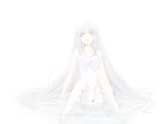  1girl bare_legs bare_shoulders breasts cleavage dress full_body long_hair looking_at_viewer monochrome original satomi solo very_long_hair white white_dress white_eyes white_hair 