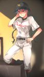  1girl baseball_uniform clothes_writing momoe_maria ookiku_furikabutte shiratama_shima solo sportswear sweat 