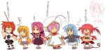  6+girls ^_^ agito agito_(nanoha) ahoge anger_vein angry arf arm_garter bat_wings belt beret blonde_hair blue_eyes blue_hair caro_ru_lushe casual chibi chibi_inset clenched_hand closed_eyes collar cosplay demon_tail disgaea dress etna etna_(cosplay) fang fate/stay_night fate_(series) final_fantasy flat_chest green_eyes hair_ornament hairclip hand_holding hat heterochromia huge_ahoge lineup long_hair looking_at_another looking_up lutecia lutecia_alpine lyrical_nanoha mahou_shoujo_lyrical_nanoha mahou_shoujo_lyrical_nanoha_strikers midriff multiple_girls navel nekokun pink_hair quad_tails red_eyes redhead reinforce_zwei rider rider_(cosplay) robe sailor_collar shadow shirt short_hair simple_background skirt skull strapless strapless_dress striped striped_legwear t-shirt tail thigh-highs tubetop very_long_hair violet_eyes vita vivio white_mage white_mage_(cosplay) wings 