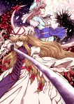  blonde_hair female gap miyamoto_ryuuchii miyamoto_ryuuichi saigyou_ayakashi saigyouji_yuyuko sword touhou weapon yakumo_yukari 